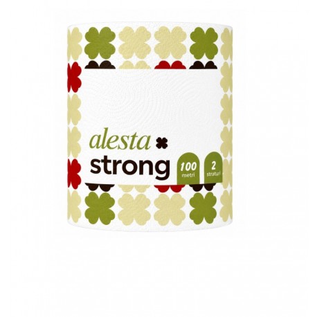 Prosop hartie Alesta Strong, 100 m, 2 straturi, 1 kg, 23x22.5 cm/foaie, 100% celuloza