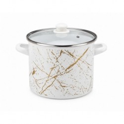 Arian Oala emailata cu capac 20 cm 4.8L Ivory