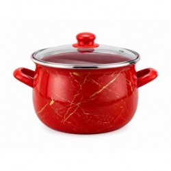 Arian Cratita emailata cu capac 24 cm 6.2L Red