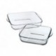 Set 2 tavi termorezistente cu manere Borcam, patrate, sticla termorezistenta, 1950ml / 3200ml