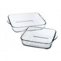 Set 2 tavi termorezistente cu manere Borcam, patrate, sticla termorezistenta, 1950ml / 3200ml