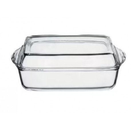 Vas termorezistent rectangular Pașabahçe Borcam, cu capac, 2.75 L