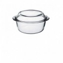 Vas termorezistent cu capac Borcam, rotund, sticla termorezistenta, 25 x 22cm, inaltime 8cm, 2175ml