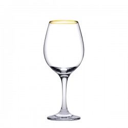 Set 6 Pahare cu Picior pentru Vin Amber Gold 365 ml